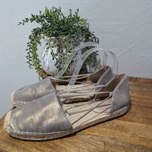 Eileen Fisher Lee Metallic Suede Espadrille Flat‎ Size 8.5